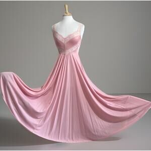 Vintage Olga Body Silk Nightgown Robe Set Wet Satin & Lace Peignoir Full Sweep